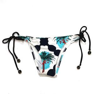 NEW Salinas M Bikini Bottom Tamara Side Tie PalmTrees Graphic Cheeky Swimwear